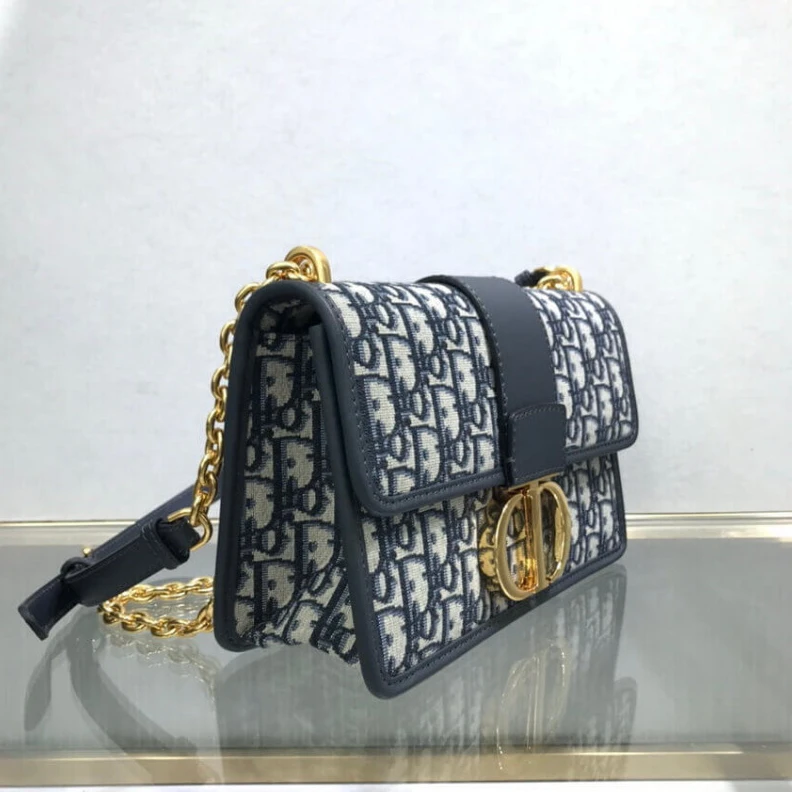 Replica ysl bags Style may Christian Dior 30 Montaigne Chain Bag Blue Oblique Jacquard