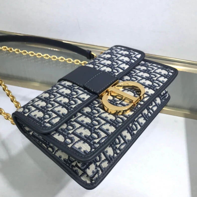 Replica ysl bags Style may Christian Dior 30 Montaigne Chain Bag Blue Oblique Jacquard