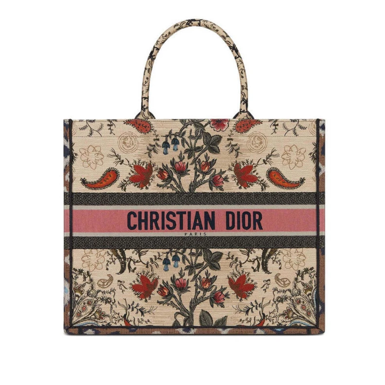 'Christia Christian Dior Book Tote Broderie Flowers Multicolore