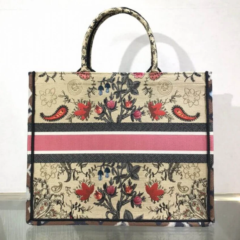 Louis vuitton locations 'Christia Christian Dior Book Tote Broderie Flowers Multicolore