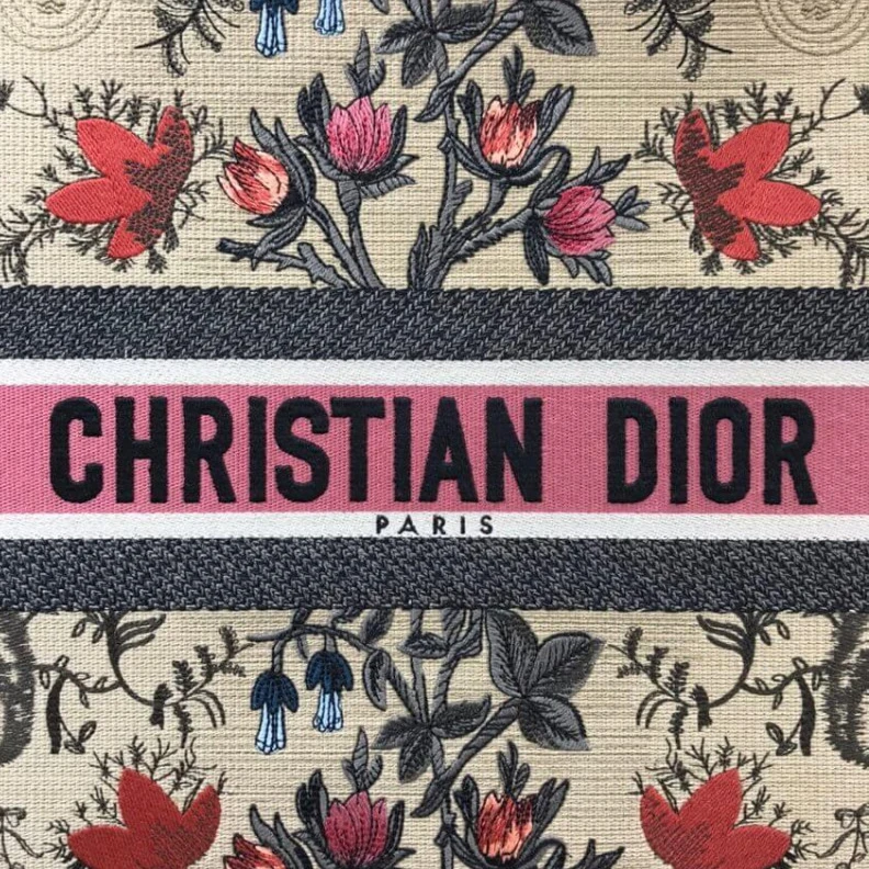 Louis vuitton locations 'Christia Christian Dior Book Tote Broderie Flowers Multicolore