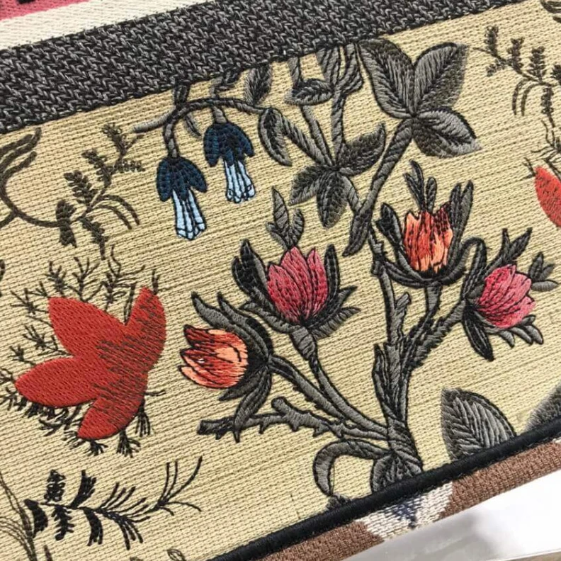 Louis vuitton locations 'Christia Christian Dior Book Tote Broderie Flowers Multicolore