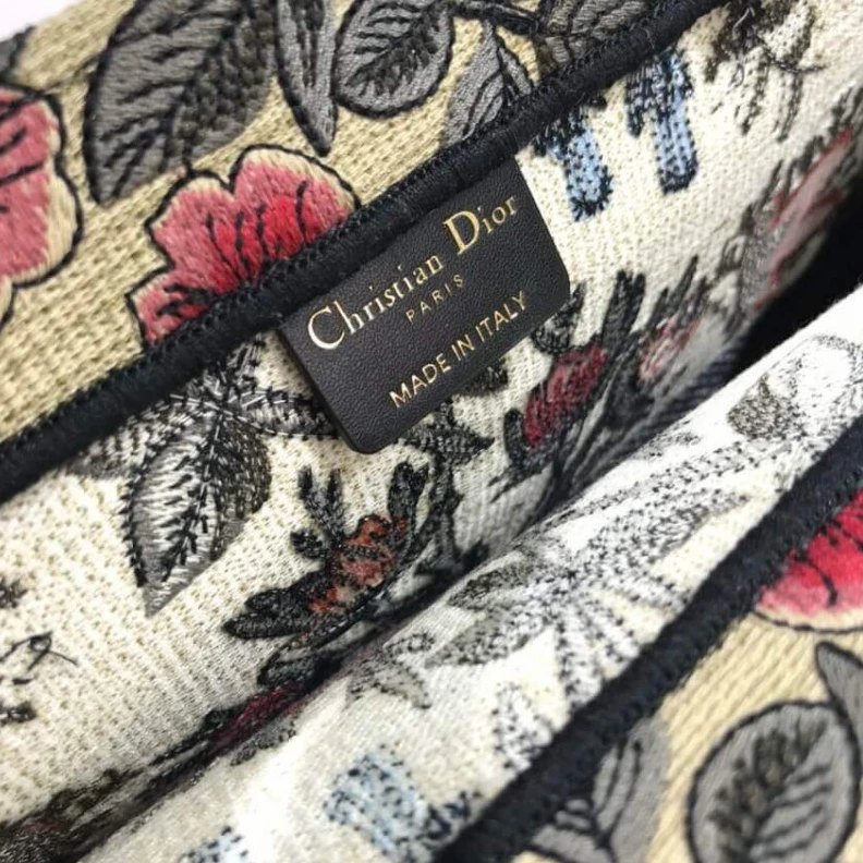 Louis vuitton locations 'Christia Christian Dior Book Tote Broderie Flowers Multicolore