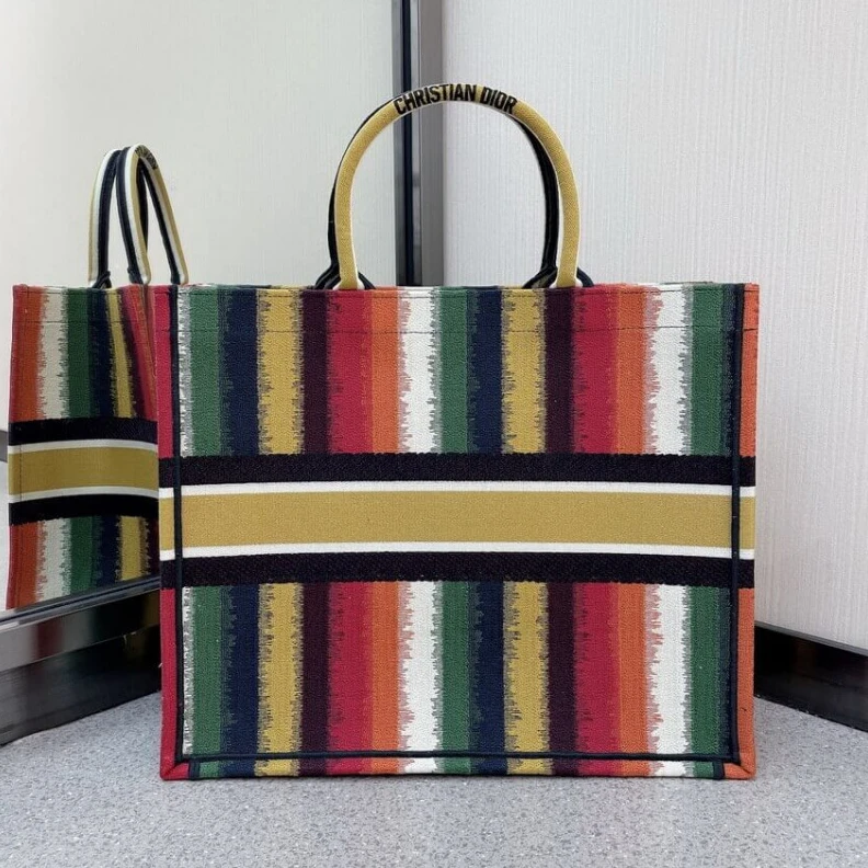 Replica bags Can be ca Christian Dior Book Tote Multicolor D-Stripes Embroidery
