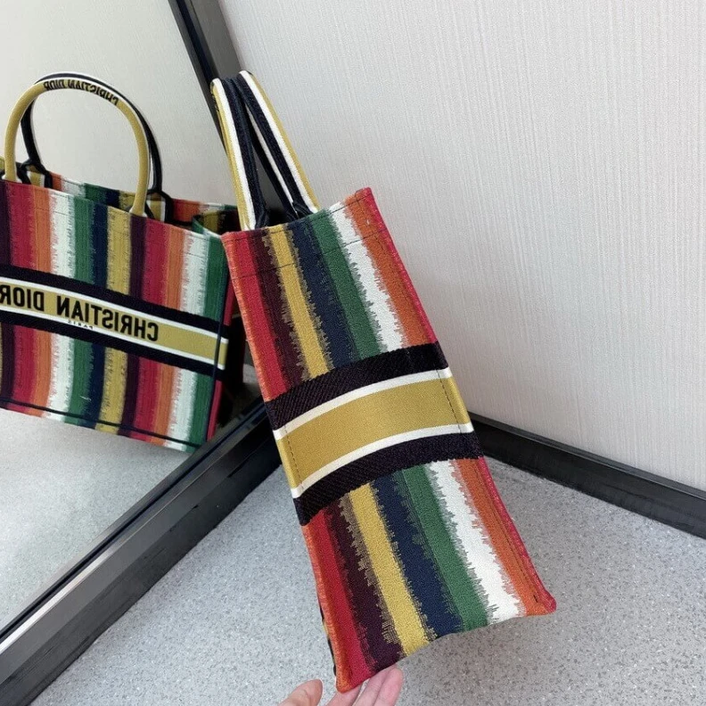 Replica bags Can be ca Christian Dior Book Tote Multicolor D-Stripes Embroidery