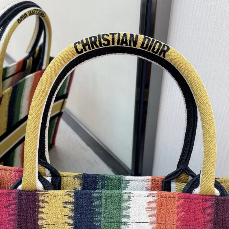 Replica bags Can be ca Christian Dior Book Tote Multicolor D-Stripes Embroidery