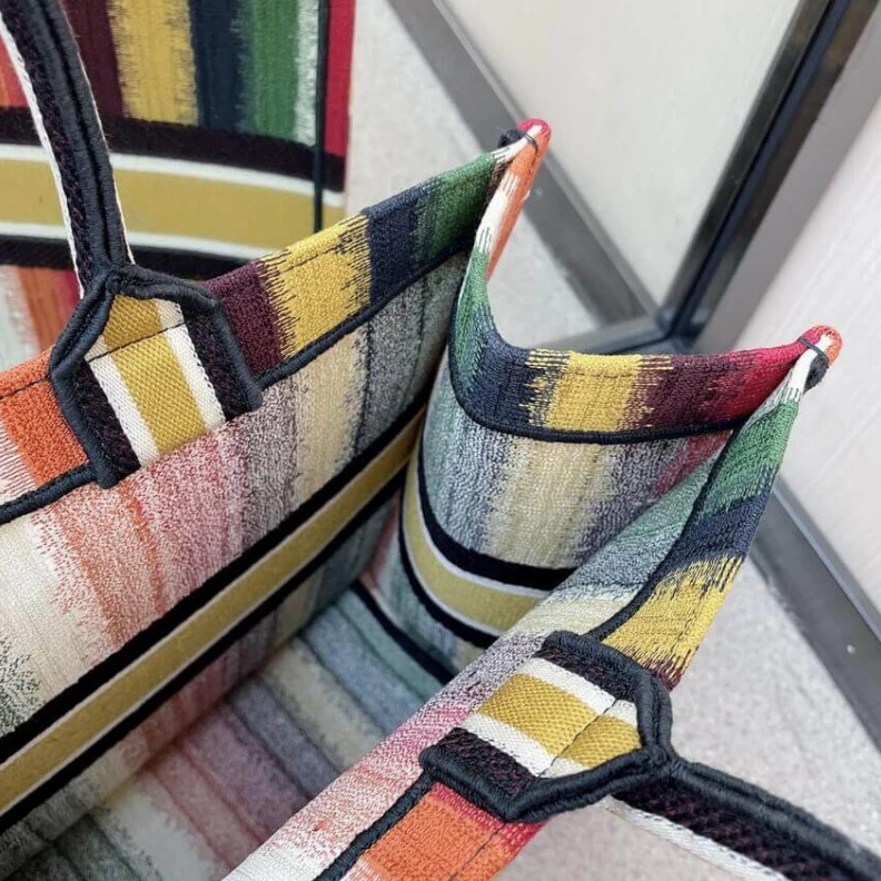 Replica bags Can be ca Christian Dior Book Tote Multicolor D-Stripes Embroidery