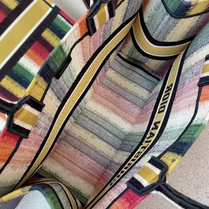 Replica bags Can be ca Christian Dior Book Tote Multicolor D-Stripes Embroidery