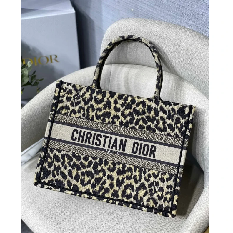 Sacca pro Christian Dior Book Tote Ricamo Mizza Beige Multicolore