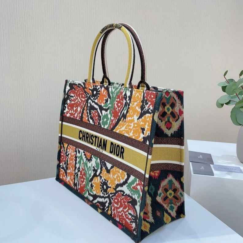 Shop shoulder bags Can be ca Christian Dior Book Tote Yellow Multicolor Dior Paisley Embroidery