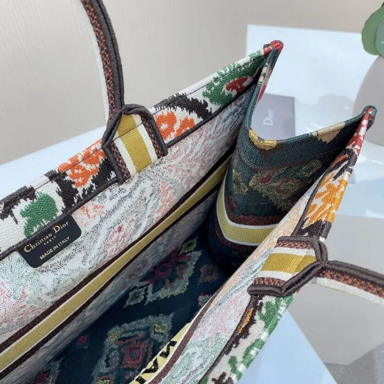 Shop shoulder bags Can be ca Christian Dior Book Tote Yellow Multicolor Dior Paisley Embroidery
