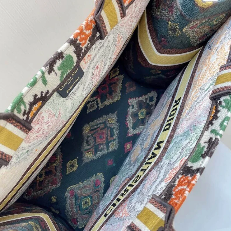 Shop shoulder bags Can be ca Christian Dior Book Tote Yellow Multicolor Dior Paisley Embroidery
