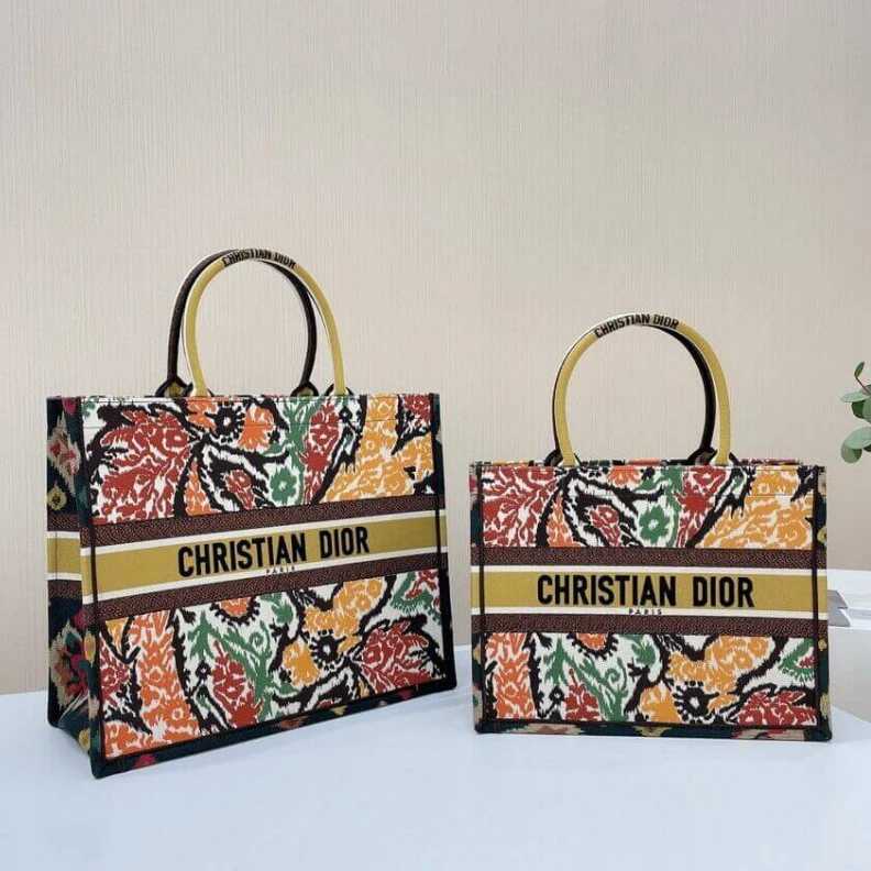 Shop shoulder bags Can be ca Christian Dior Book Tote Yellow Multicolor Dior Paisley Embroidery