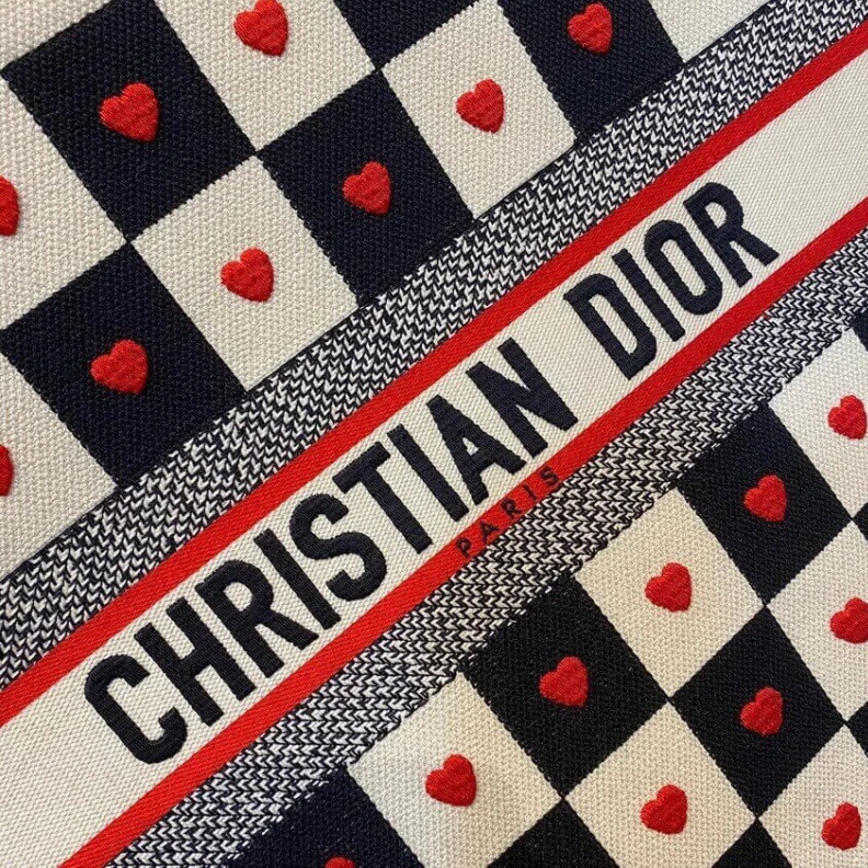 Replica bags lv Christian Dior Dioramour Book Tote D-Chess Heart Embroidery