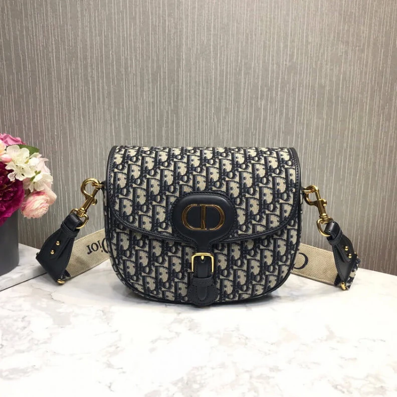 'Christia Christian Dior Large Bobby Bag Blue Oblique Jacquard