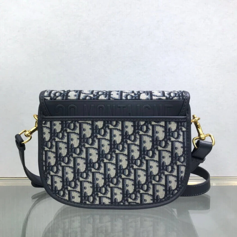 Replica ysl bags Embossed Christian Dior Medium Bobby Bag Blue Oblique Jacquard