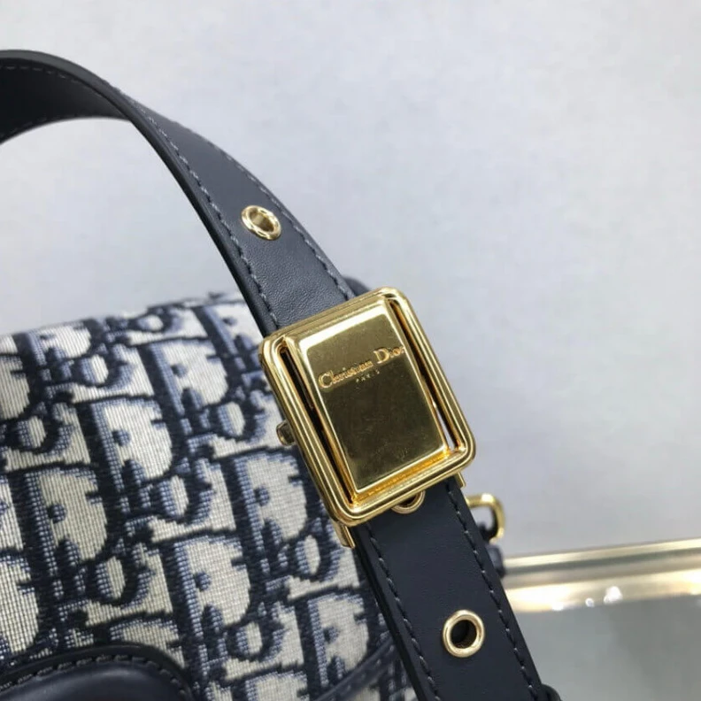 Replica ysl bags Embossed Christian Dior Medium Bobby Bag Blue Oblique Jacquard