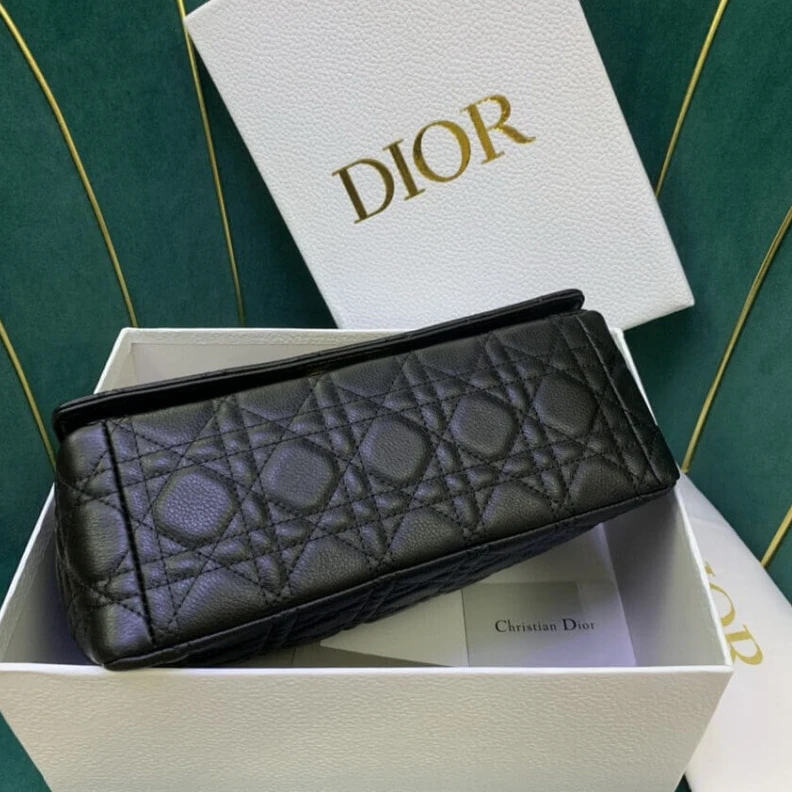 Shop shoulder bags Two remov Christian Dior Medium Caro Bag Black Supple Cannage Calfskin