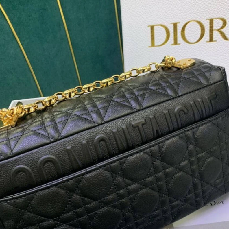 Shop shoulder bags Two remov Christian Dior Medium Caro Bag Black Supple Cannage Calfskin