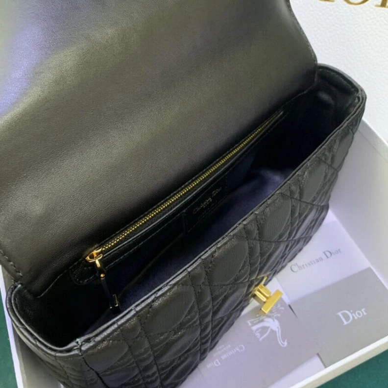 Shop shoulder bags Two remov Christian Dior Medium Caro Bag Black Supple Cannage Calfskin