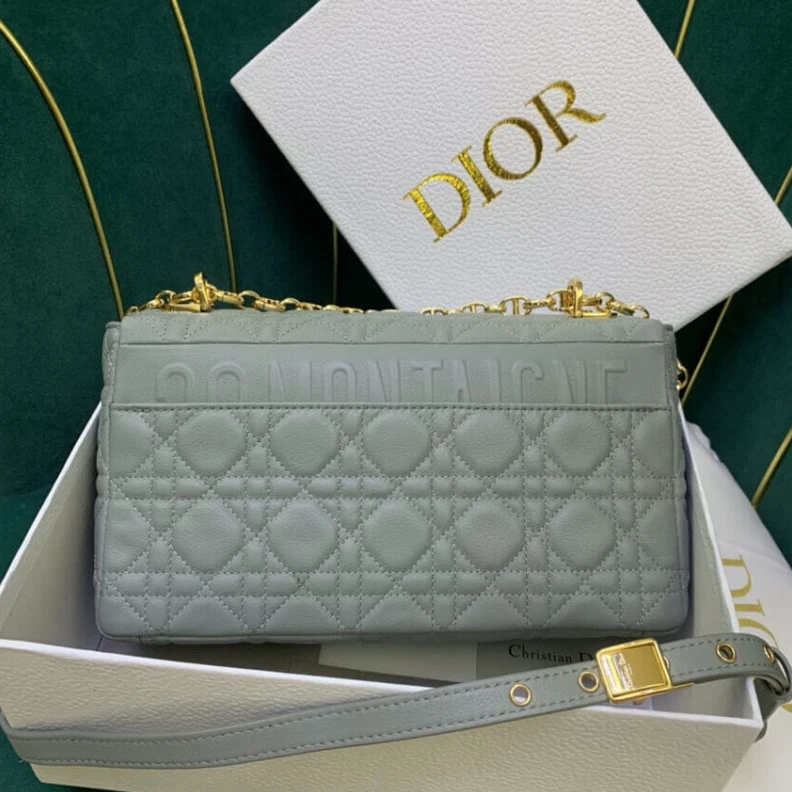 Replica bag Embossed Christian Dior Medium Caro Bag Gray Supple Cannage Calfskin