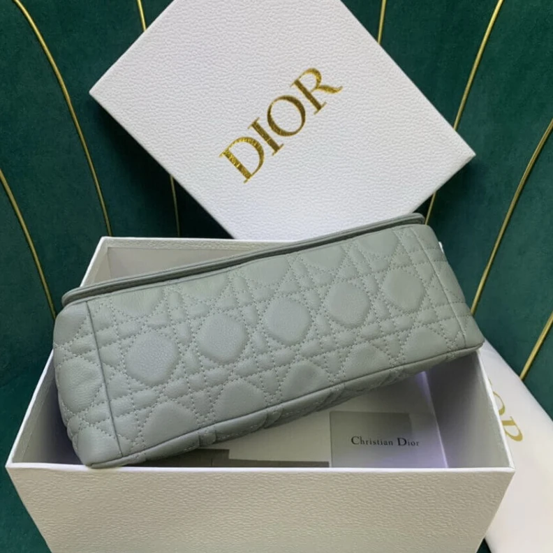Replica bag Embossed Christian Dior Medium Caro Bag Gray Supple Cannage Calfskin