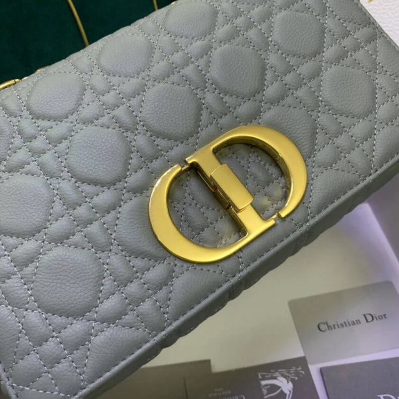 Replica bag Embossed Christian Dior Medium Caro Bag Gray Supple Cannage Calfskin