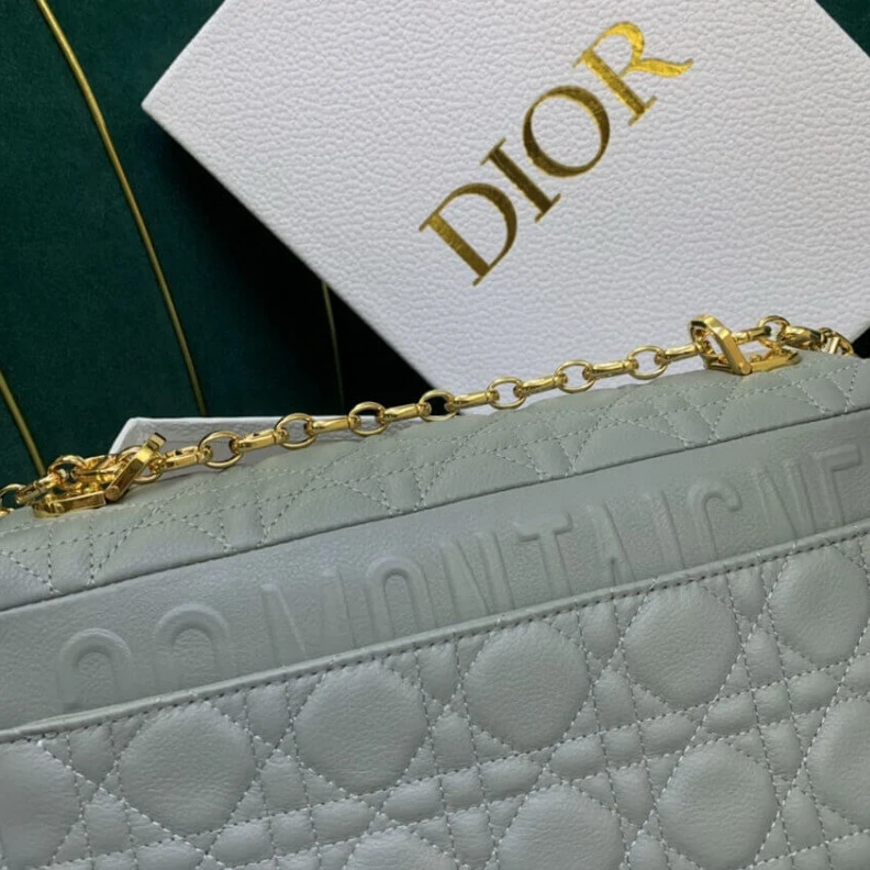 Replica bag Embossed Christian Dior Medium Caro Bag Gray Supple Cannage Calfskin