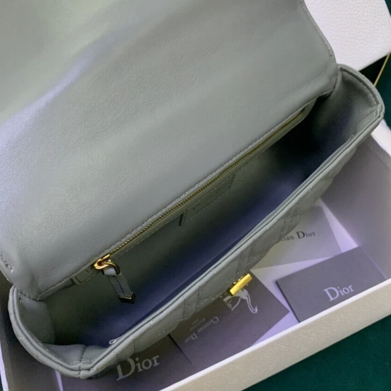 Replica bag Embossed Christian Dior Medium Caro Bag Gray Supple Cannage Calfskin