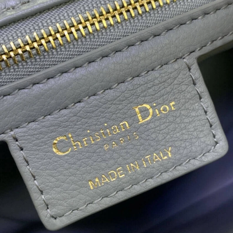 Replica bag Embossed Christian Dior Medium Caro Bag Gray Supple Cannage Calfskin
