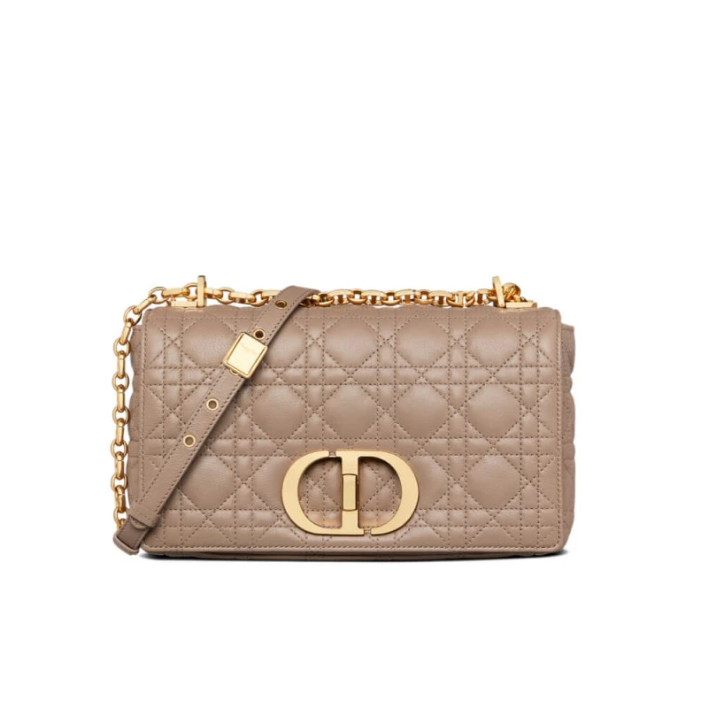 The bag m Christian Dior Medium Caro Bag Warm Taupe Supple Cannage Calfskin