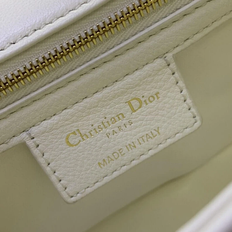 Replica ysl bags Flap clos Christian Dior Medium Caro Bag White Supple Cannage Calfskin