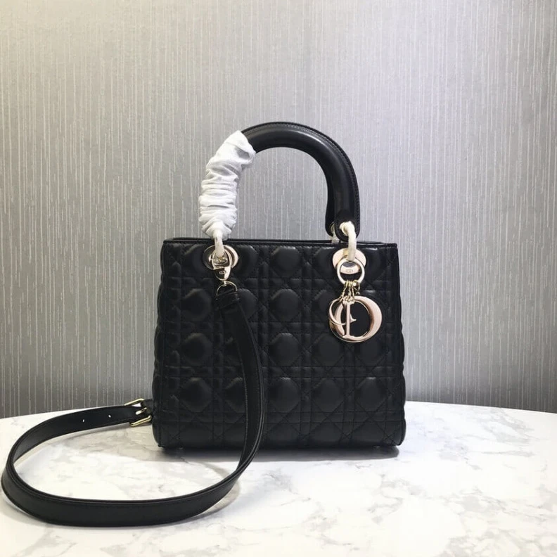Replica valentino bags Thin, adj Christian Dior Medium Lady Dior Bag Black Cannage Lambskin