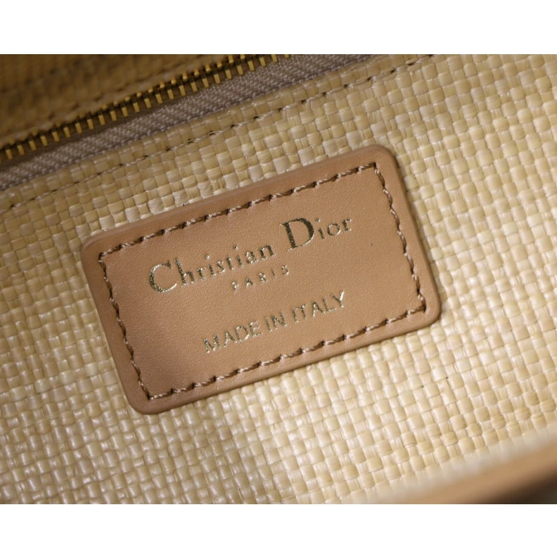 Replica bags Interior Christian Dior Medium Lady Dior Bag in Natural Cannage Raffia