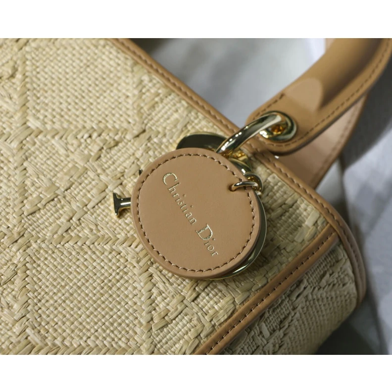 Replica bags Interior Christian Dior Medium Lady Dior Bag in Natural Cannage Raffia
