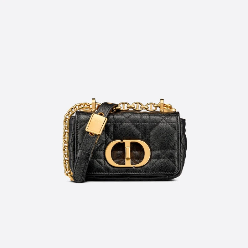 13 x 8 x Christian Dior Micro Caro Bag Black Supple Cannage Calfskin