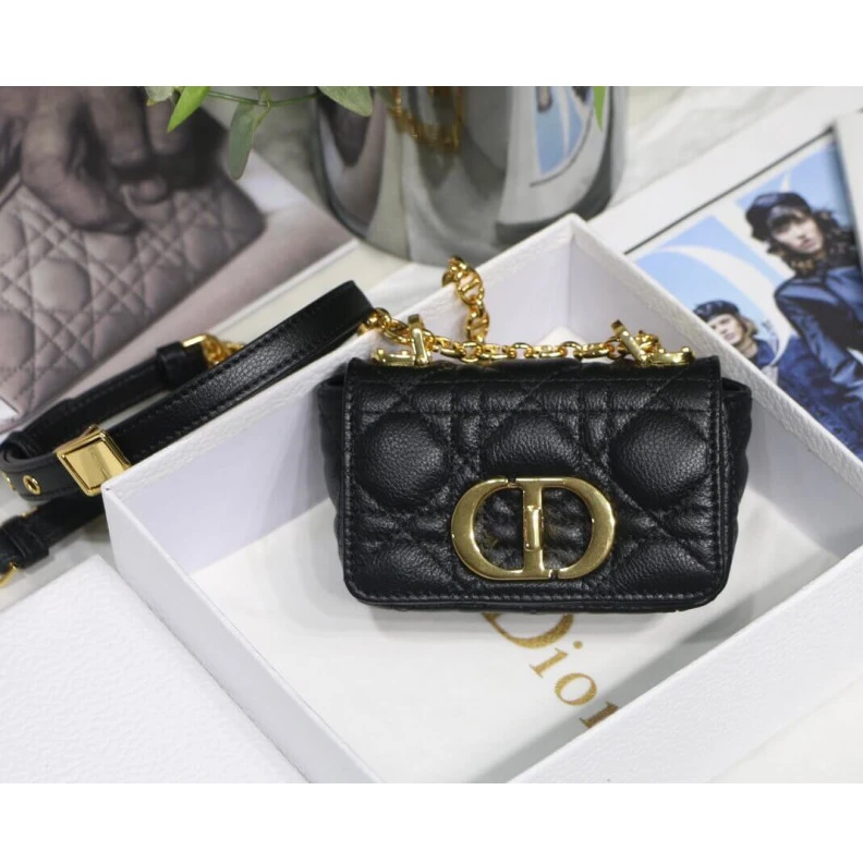 Louis vuitton locations 13 x 8 x Christian Dior Micro Caro Bag Black Supple Cannage Calfskin