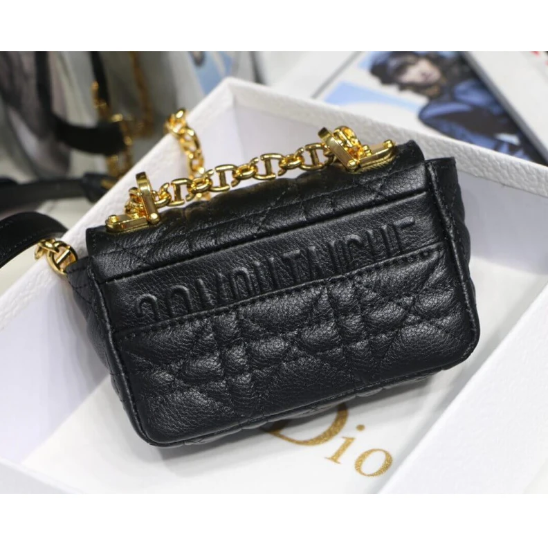 Louis vuitton locations 13 x 8 x Christian Dior Micro Caro Bag Black Supple Cannage Calfskin