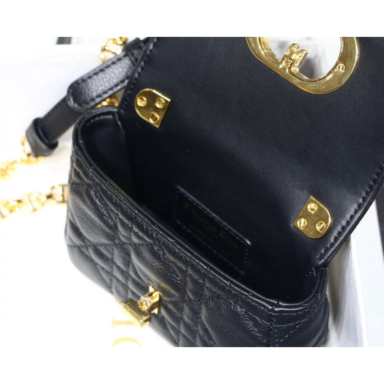 Louis vuitton locations 13 x 8 x Christian Dior Micro Caro Bag Black Supple Cannage Calfskin