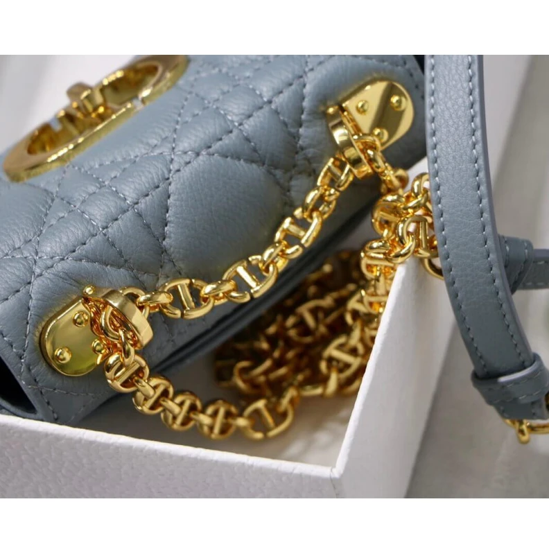 Replica ysl bags Removable Christian Dior Micro Caro Bag Cloud Blue Supple Cannage Calfskin
