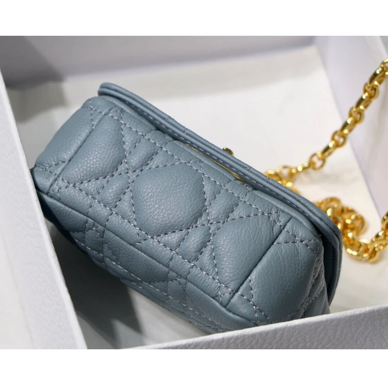 Replica ysl bags Removable Christian Dior Micro Caro Bag Cloud Blue Supple Cannage Calfskin
