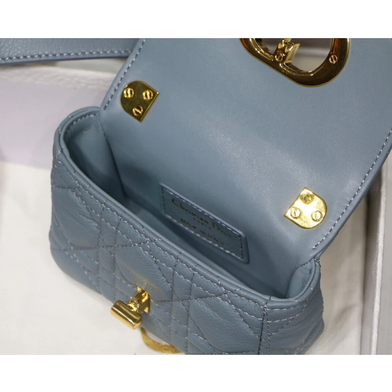 Replica ysl bags Removable Christian Dior Micro Caro Bag Cloud Blue Supple Cannage Calfskin