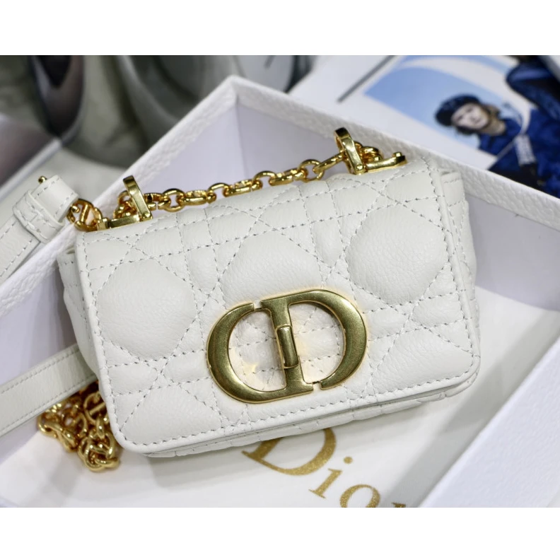 Replica valentino bags The Dior C Christian Dior Micro Caro Bag White Supple Cannage Calfskin