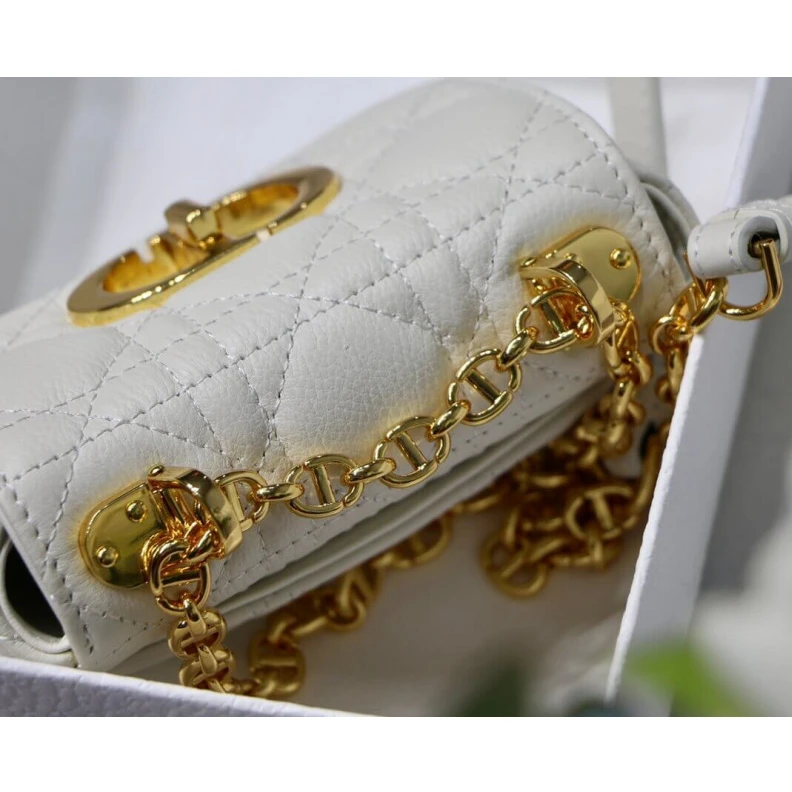 Replica valentino bags The Dior C Christian Dior Micro Caro Bag White Supple Cannage Calfskin