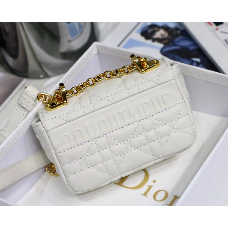 Replica valentino bags The Dior C Christian Dior Micro Caro Bag White Supple Cannage Calfskin