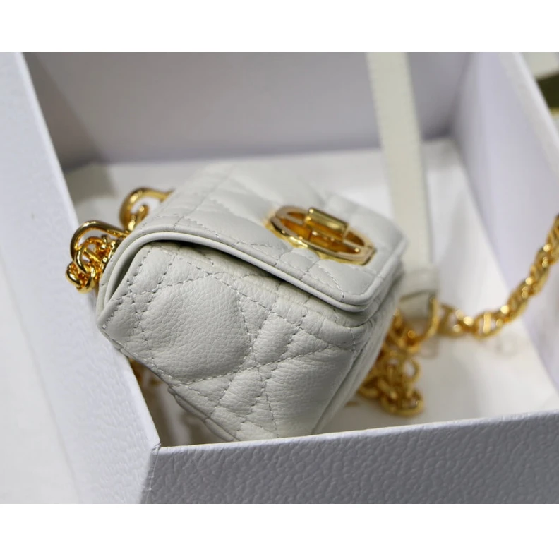Replica valentino bags The Dior C Christian Dior Micro Caro Bag White Supple Cannage Calfskin