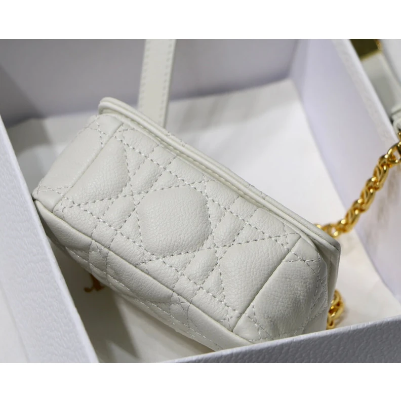 Replica valentino bags The Dior C Christian Dior Micro Caro Bag White Supple Cannage Calfskin