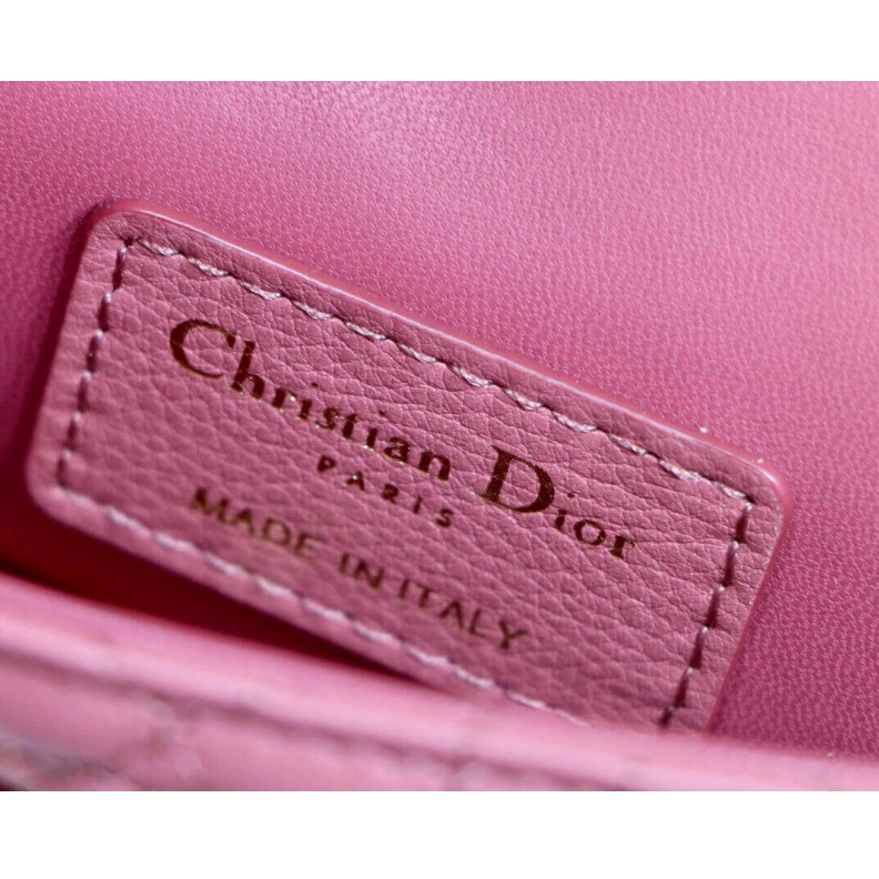 Top lv Removable Christian Dior Micro Caro Bag Yarrow Pink Supple Cannage Calfskin