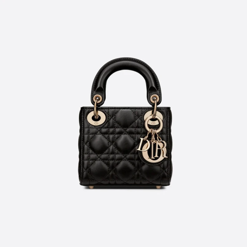 'D.I.O.R. Christian Dior Micro Lady Dior Bag Black Cannage Lambskin