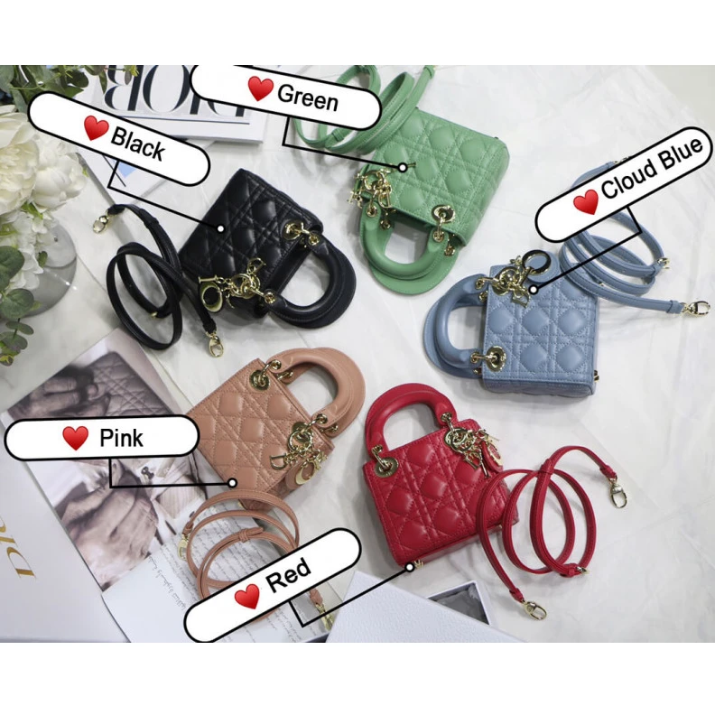 Top lv 'D.I.O.R. Christian Dior Micro Lady Dior Bag Black Cannage Lambskin